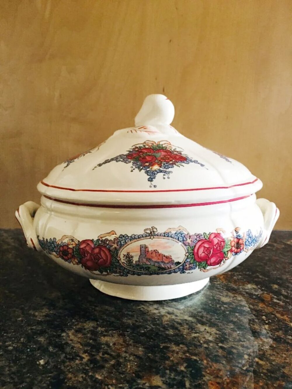 Vintage Sarreguemines Obernai Henri Loux French Faience Ceramic Soup Tureen